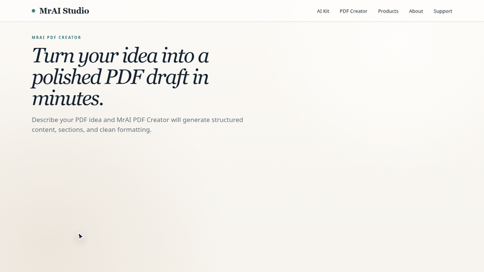 Demo: choosing a product pattern, planning an outline, editing section titles, and reordering before approval.
